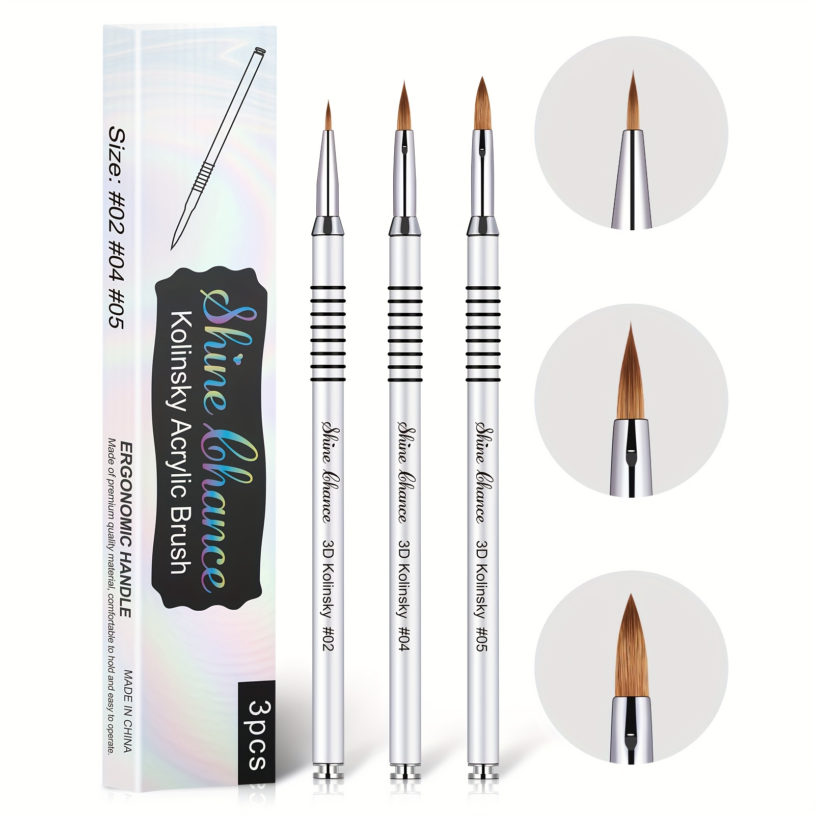 

3pcs Nail Liner Brushes For Manicure Pedicure, Gel Brush, Nail Brush Pen, Acrylic Powder Dipping Pen, Nail Painting Drawing Pen