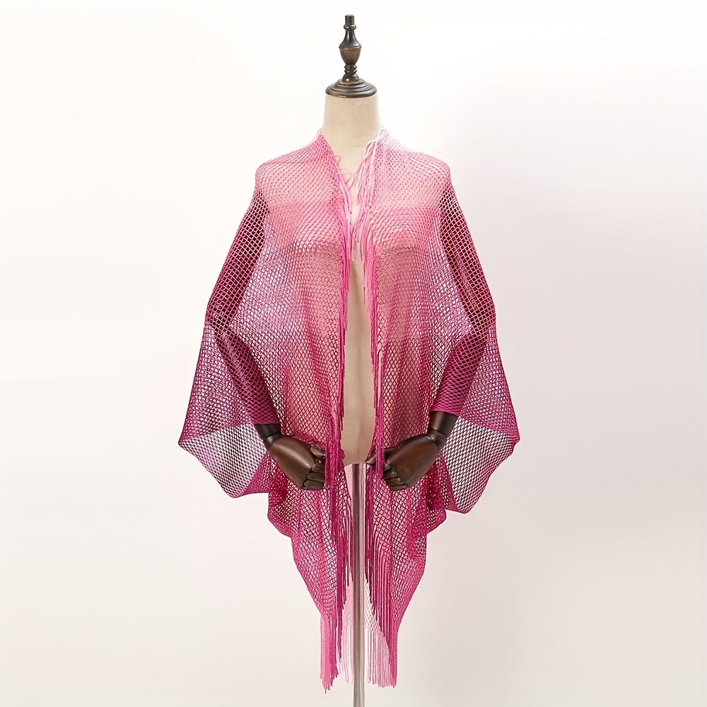 Boho Fringed Shawl Hollow Out Mature Wrap Sunscreen
