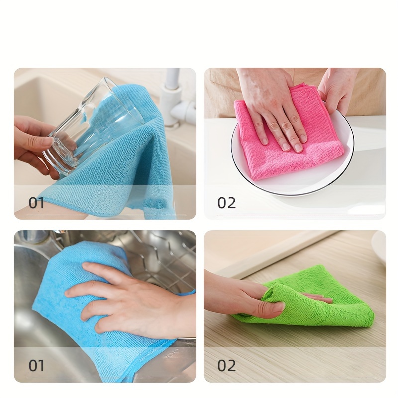 3PCS Absorbent Microfiber Kitchen Cleaning Cloth Dish Washing Towels Rag