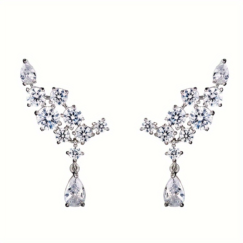 TEMU A Pair Of Small And Exquisite Women's Synthetic Synthetic Zirconia Earrings Jewelry Hypoallergenic Earrings Elegant And Simple Women's Teardrop Earrings Jewelry