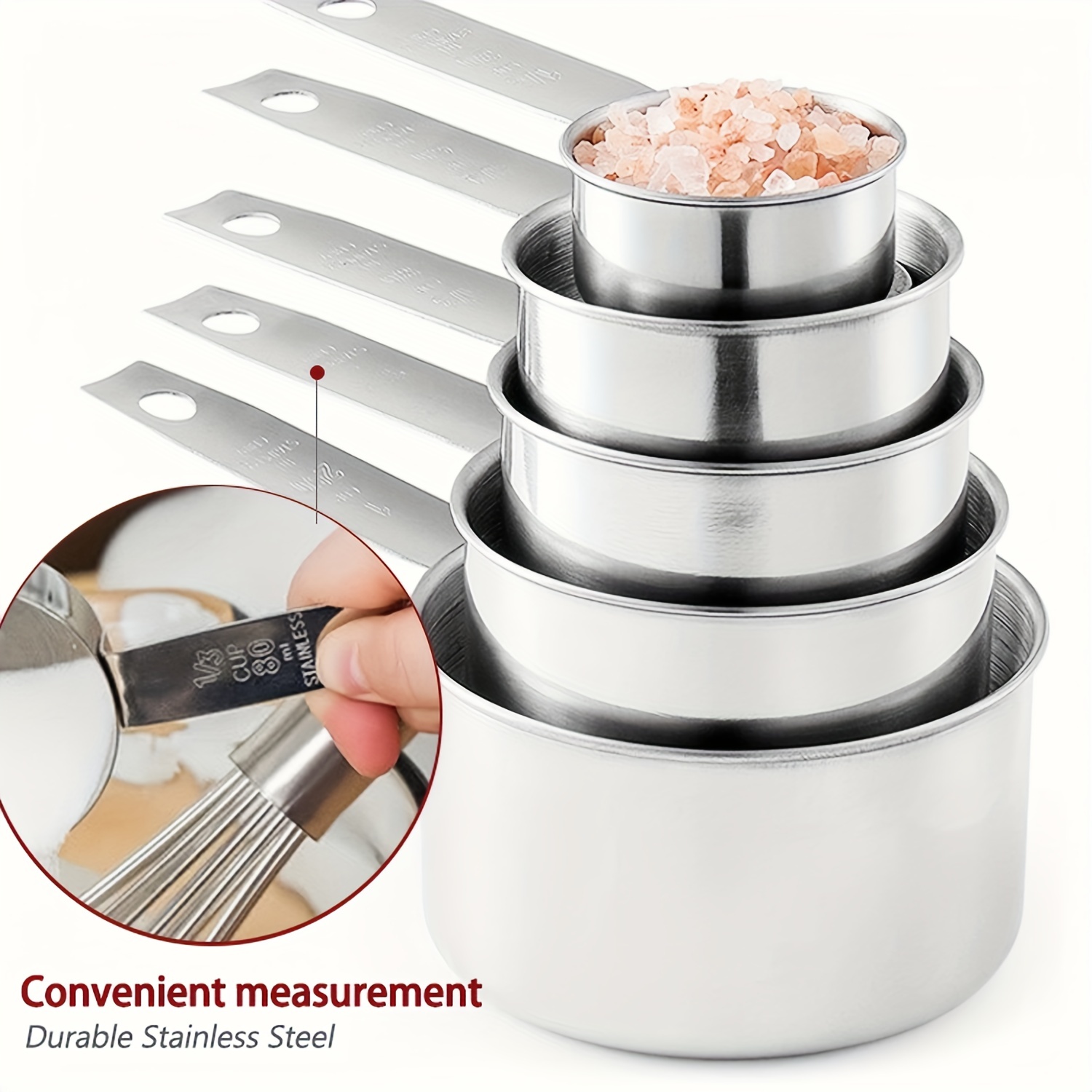 Stainless Steel Hanging Measuring Cup Set With Scale - Temu