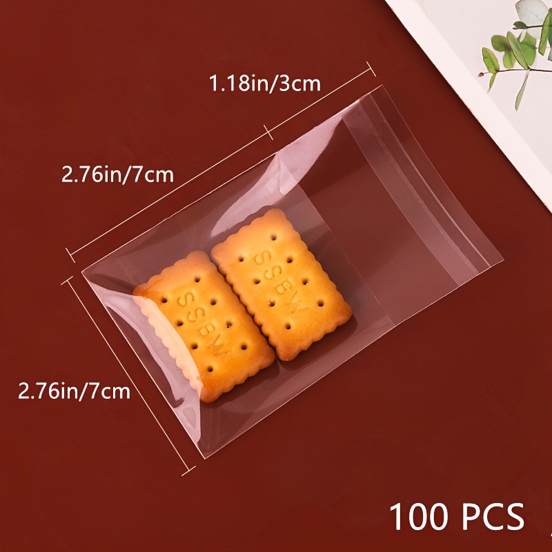100pcs Clear Gift Bag, Plastic Small Candy Bag, Biscuit Bag, For