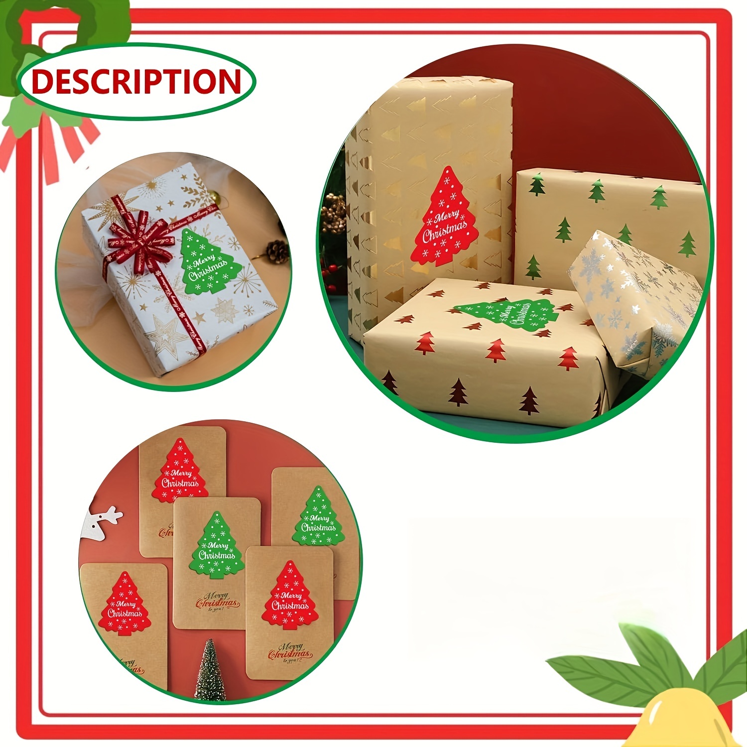 Christmas Envelope Seal Stickers Christmas Tree Labels Merry - Temu