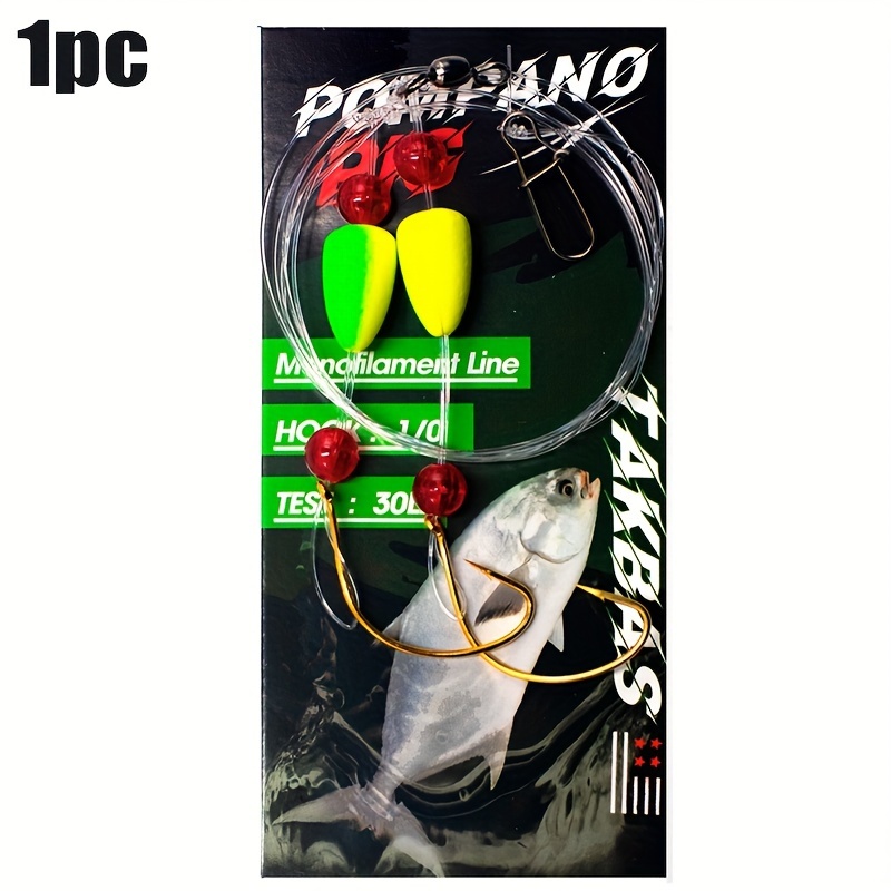  3 Pack '#1' Pompano Rig Surf Fishing Hi-Lo Double Drop  Hand-Tied 25LB Mono (Pink/Yellow) : Handmade Products
