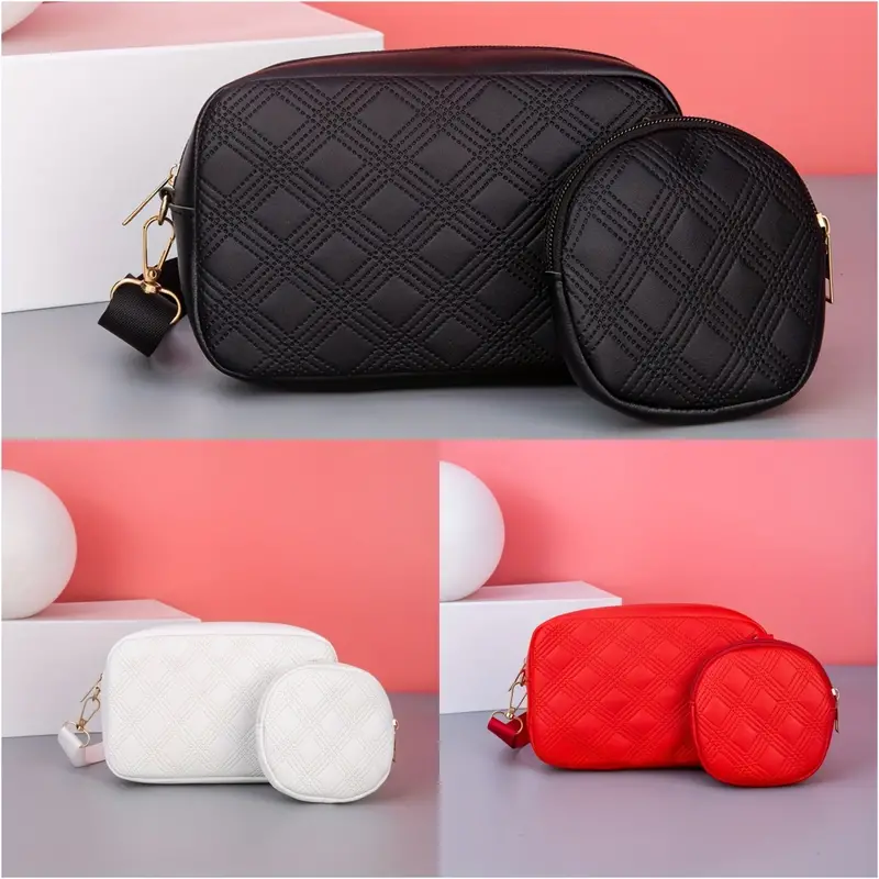 Trendy Argyle Checked Crossbody Bag Set, Solid Color Zipper Phone Bag & Coin  Bag, Perfect Shoulder Bag For Daily Use - Temu