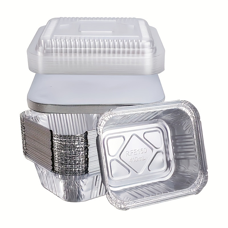 Durable Packaging Bandeja cuadrada de papel de aluminio para tartas con  tapa transparente, 50 juegos, moldes desechables para hornear (paquete de  50)