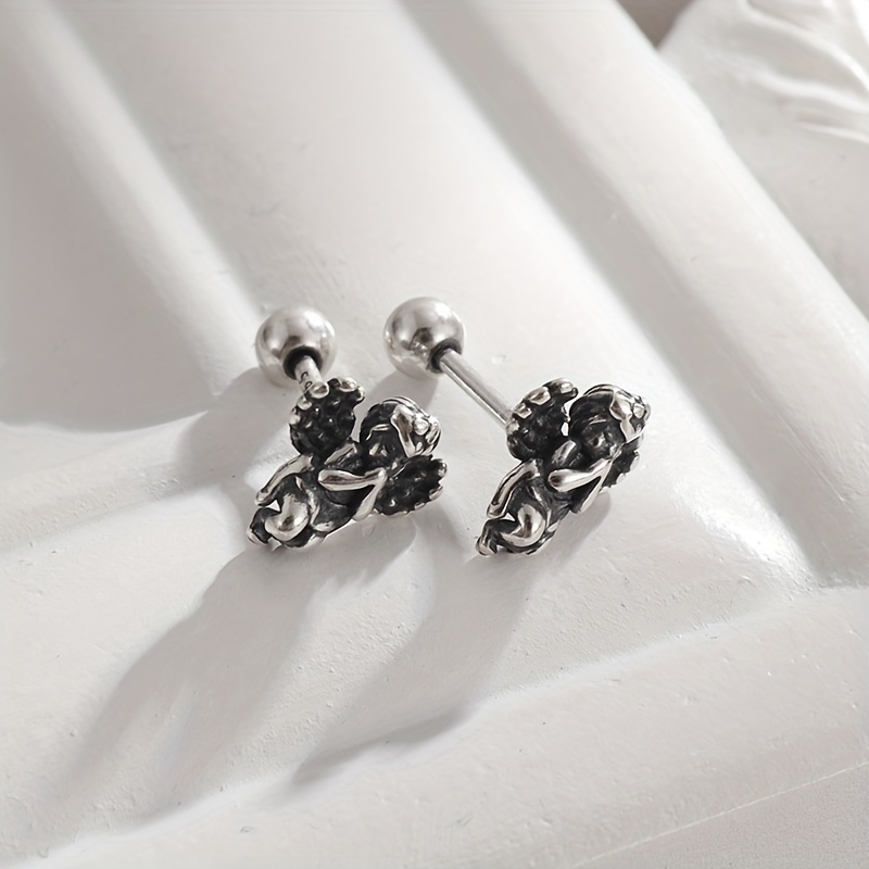 Men's Gothic Angel Stud Earrings, Party Jewelry