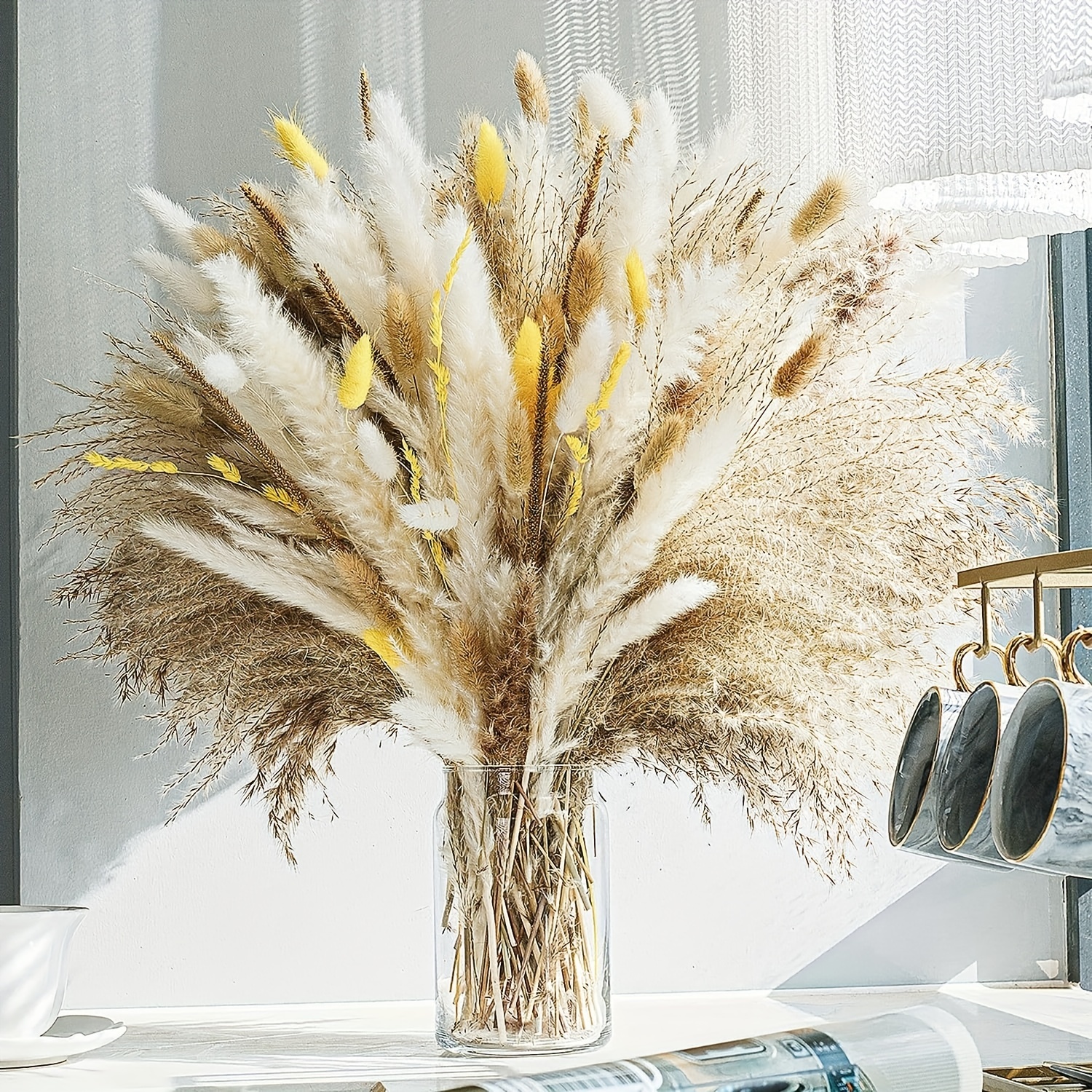 Dried Pampas Grass Decor Diy Boho Natural Dried Flower Decor - Temu