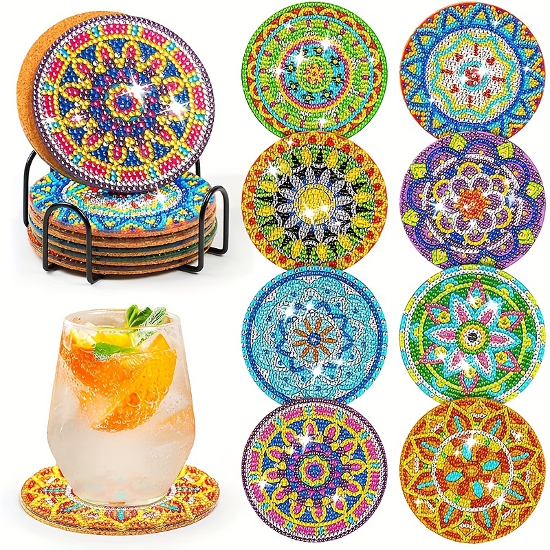 Artificial Diamond Painting Coasters Kit Mandala Artificial - Temu