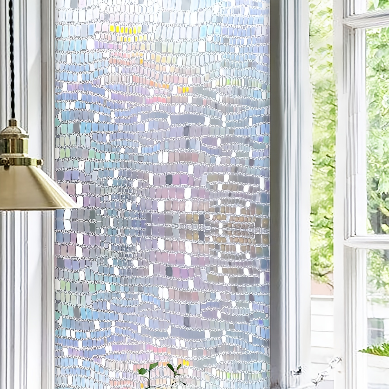 1 Stück Sichtschutz-Fensterfolie Buntglas, nicht klebend,  Regenbogen-Fensterfolie, Heimdekor, Vinyl, statisch haftende  Fensteraufkleber