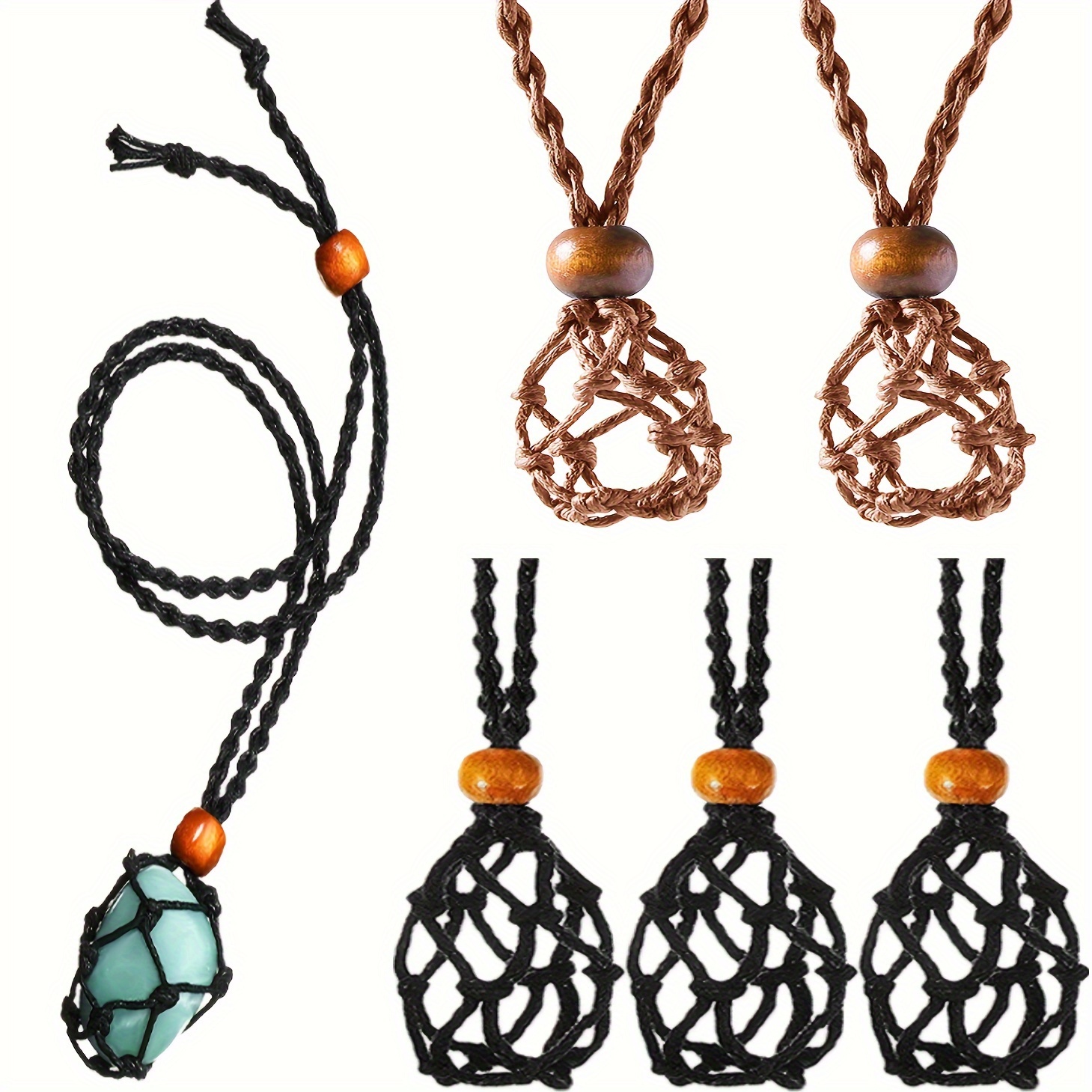 Cage Necklace Pendant Cord Spiral Bead Stone Holder for Jewelry Making Rose Gold