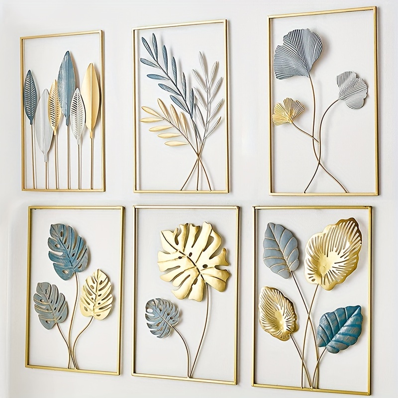 3pcs Metal Wall Decor Modern Leaf Wall Art Golden