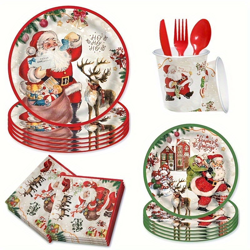 Disposable Christmas Paper Dining Plates Christmas Theme - Temu