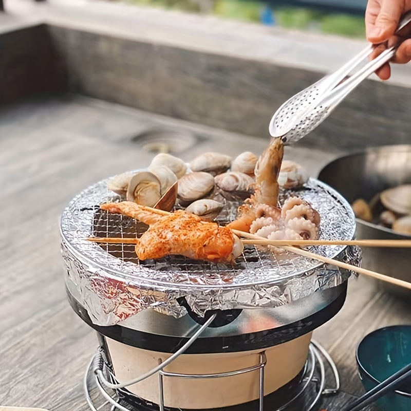 1 Set, Charcoal Grill, Japanese Cast Iron Grill, Portable Charcoal Grill,  Round Bbq Cast Iron Grill, Barbecue Wood Burning Grill For Outdoor, Hiking