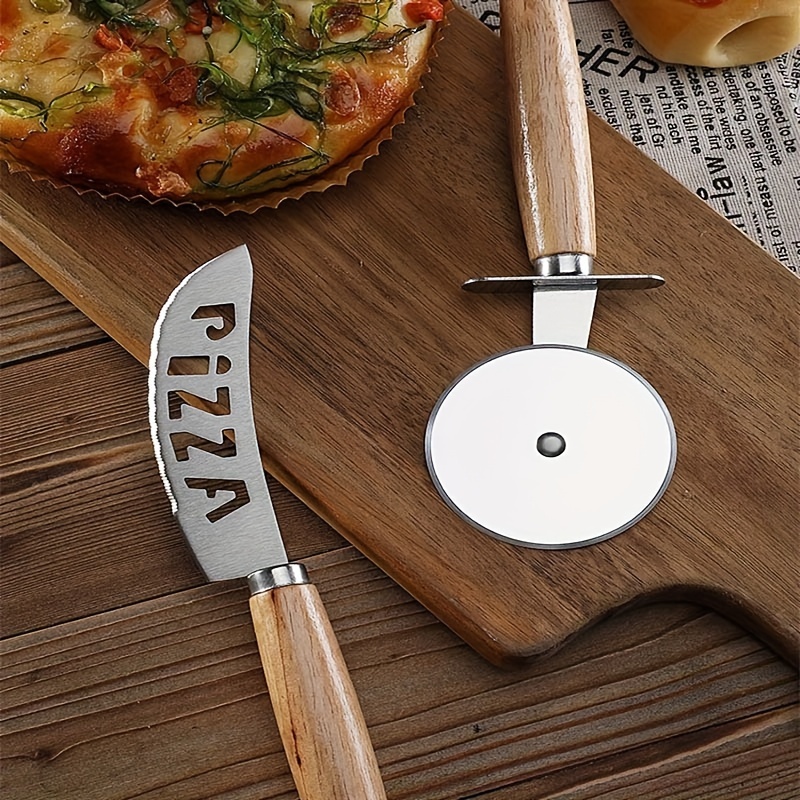 Pizza Slicer Oak Handle Cheese Cutter Pizza Cutter Pizza - Temu