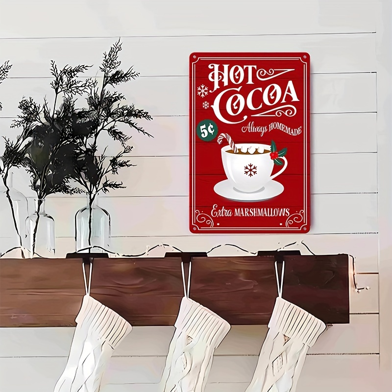 Tin Sign With Solid Stand Warm Up At The Hot Chocolate Bar For Holiday  Christmas Hot Chocolate Party Supplies, Christmas Winter Decorations - Temu  United Arab Emirates