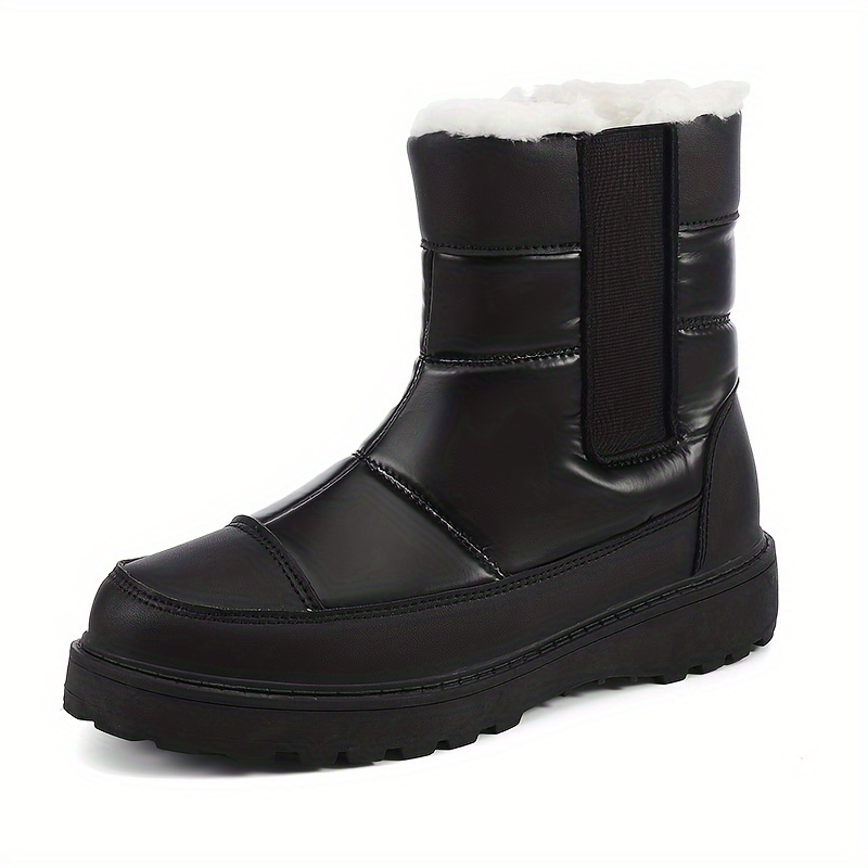 Round Toe Plush Inner Snow Boots Non Slip Winter Thermal - Temu