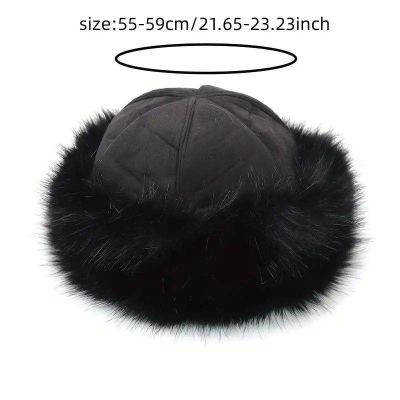 Faux Fur Trimmed Beanie Mongolian Hat Winter Warm Soft - Temu Canada