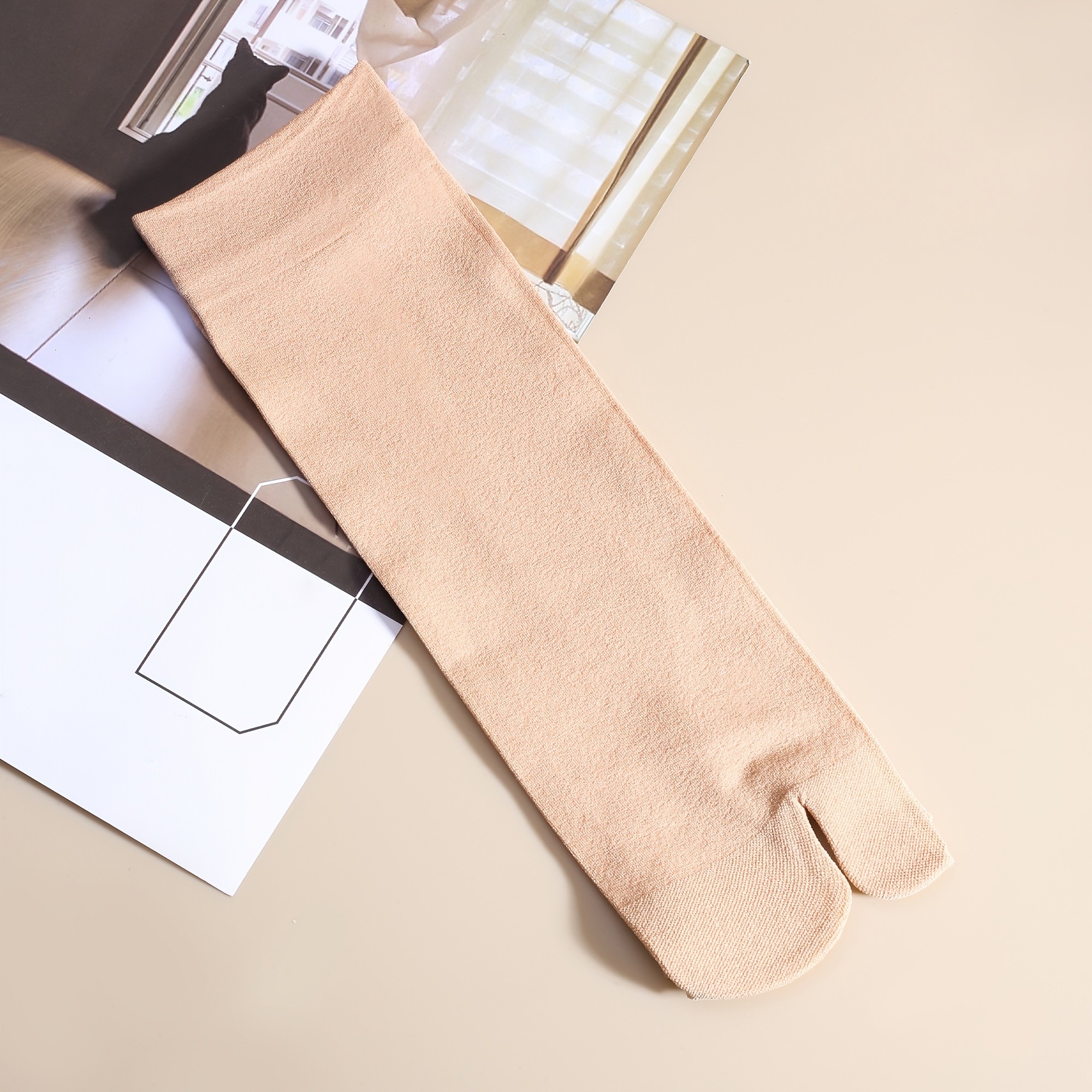 2 Pairs Split Toe Tabi Socks, Comfy & Breathable Non-slip Socks, Women's  Stockings & Hosiery