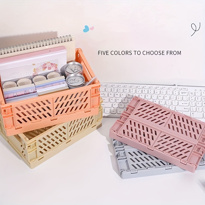 Plastic Foldable Storage Crate Folding Box Basket Stackable Cute Makeup  Jewellery Toys Boxes for Storage Box Organizer Portable