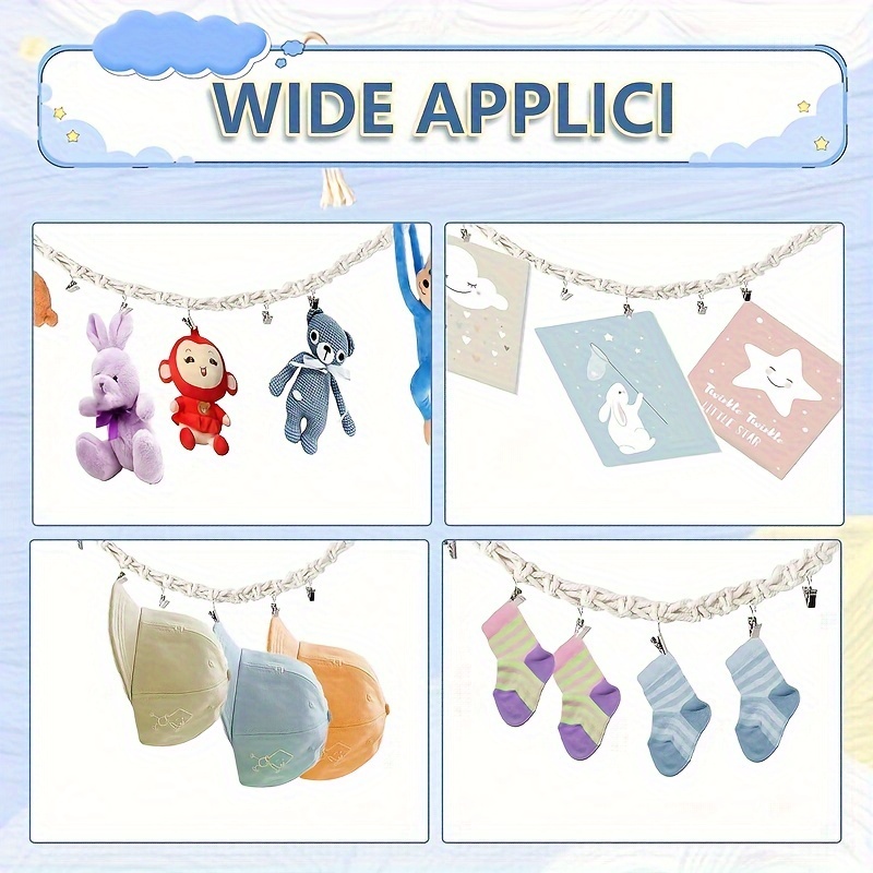 2 Pack Boho Toy Storage Chain Hanging Stuffed Animal Storage Chain w/ Clips  7