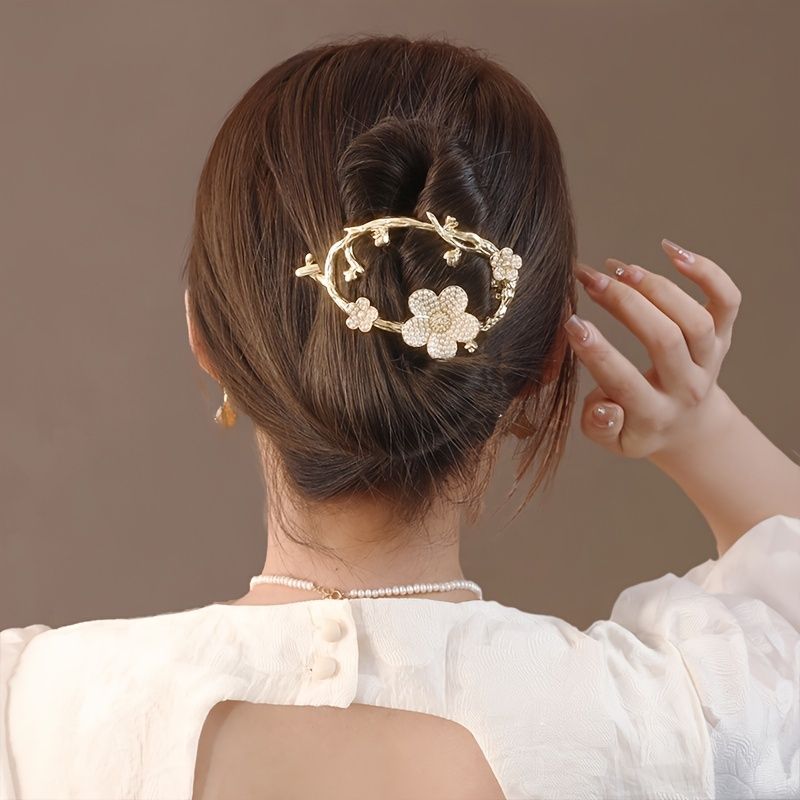 Flower Banana Clip Rhinestones Metal Hair Clip For Women Girls Glamourous Hair  Accessories - Beauty & Personal Care - Temu