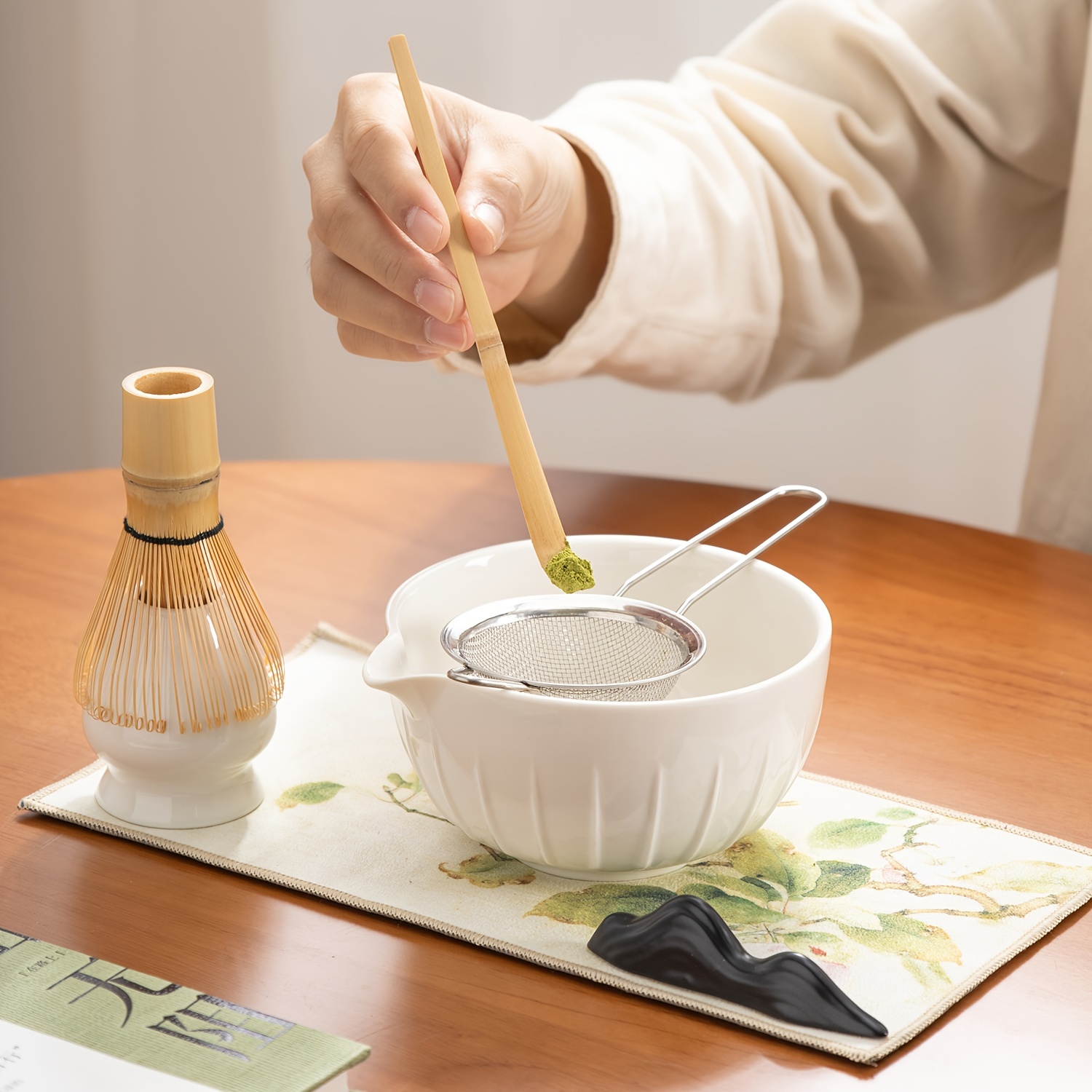 4pcs/set Matcha Making Kit With Easy-clean Tools, Tray, Bowl, Whisk For  Japanese Tea Ceremony