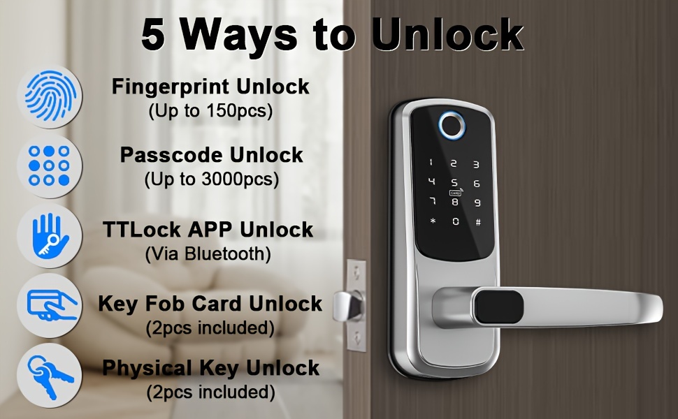 Smart Door Lock Handle Keyless Entry Door Lock 8 in 1 - Temu