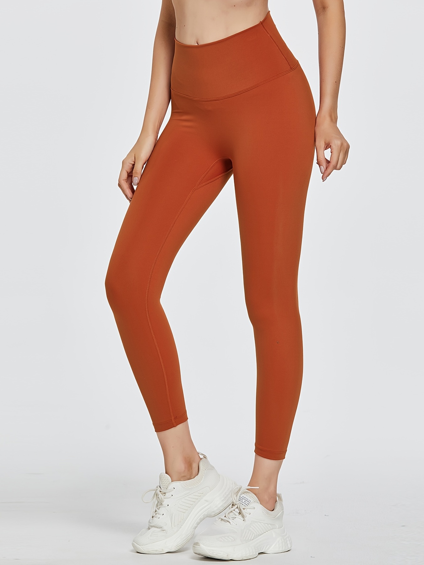 Solid Color Sports Leggings Women High Waisted Tummy Control - Temu
