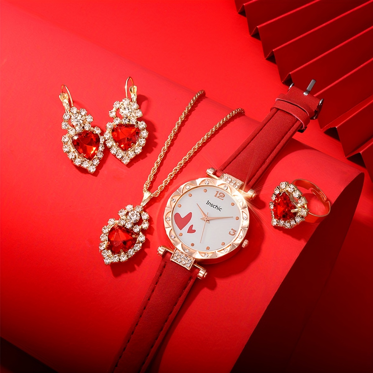 Rhinestone Decorated Quartz Watch & Jewelry Sets For Girls - Temu