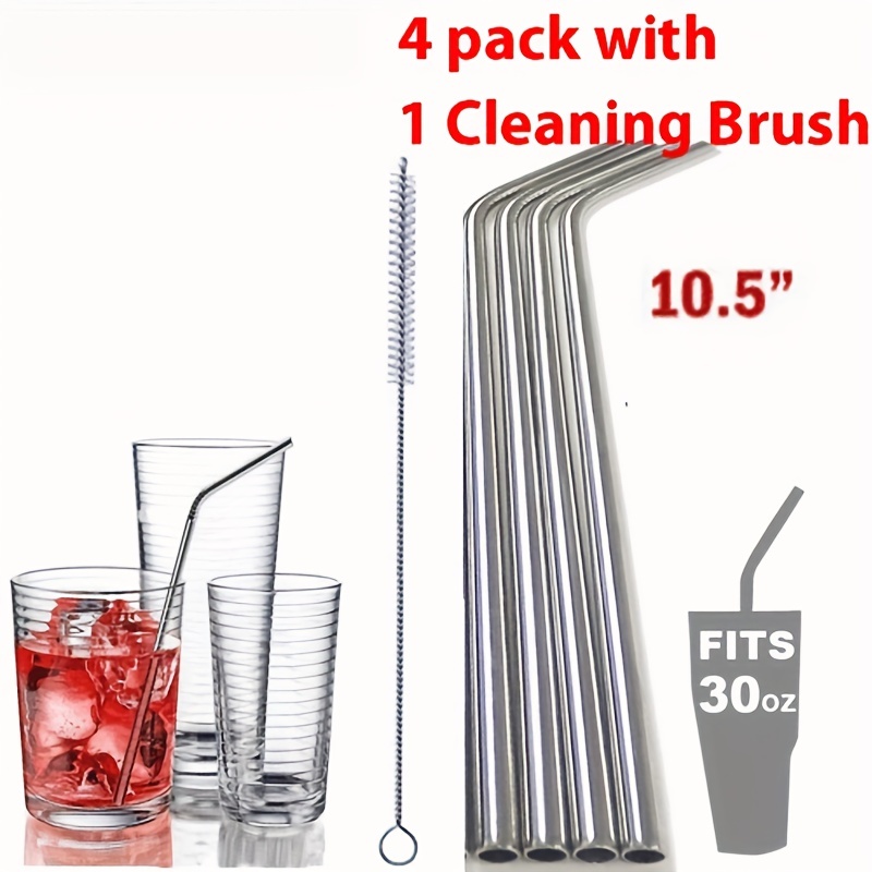 2pcs Glass Drinking Straws + 1pc Straw Cleaning Brush