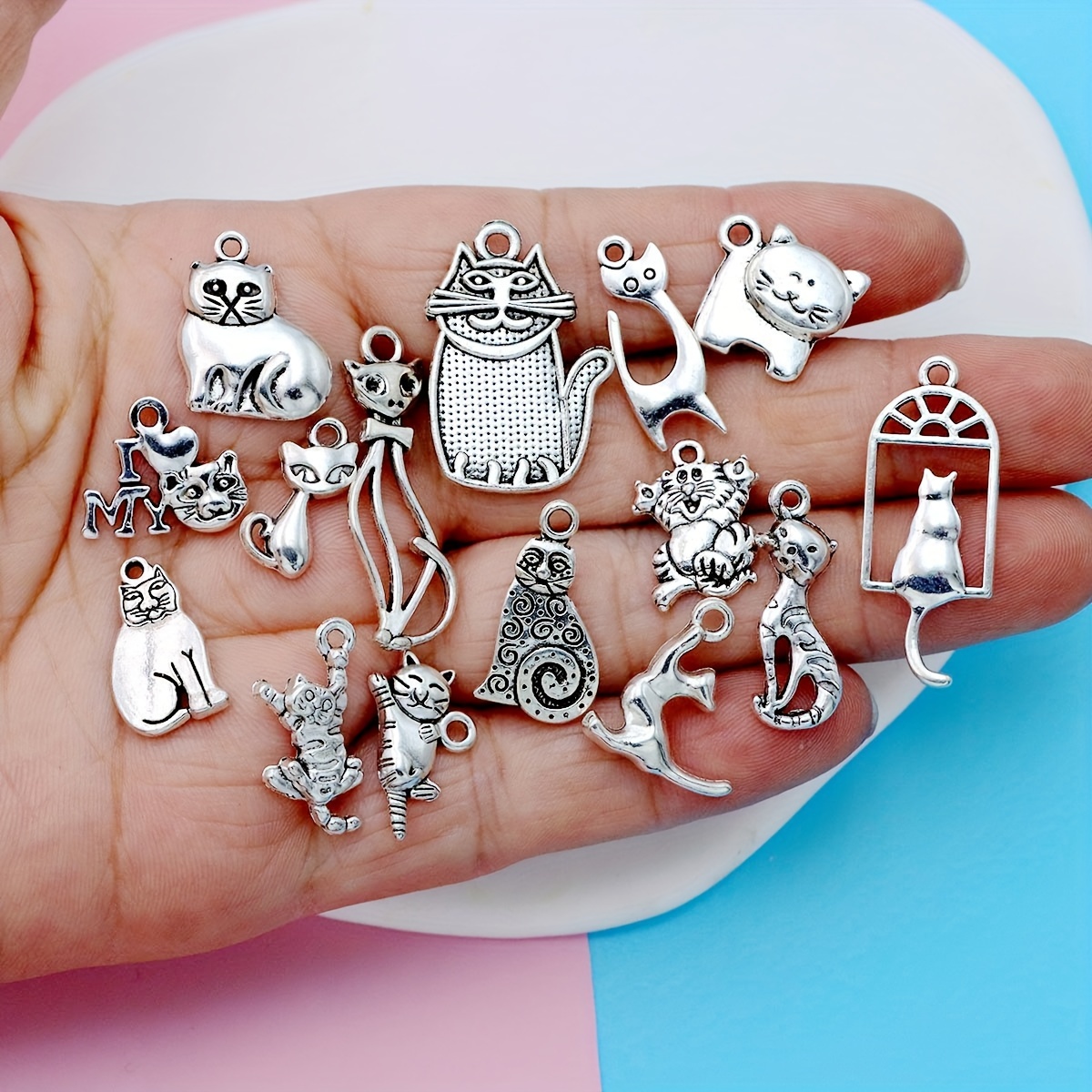 15PCS Cute Cat Connectors Enamel Charms For Jewelry Making Findings  Accessories DIY Handmade Necklaces Bracelets Anklet Supplies