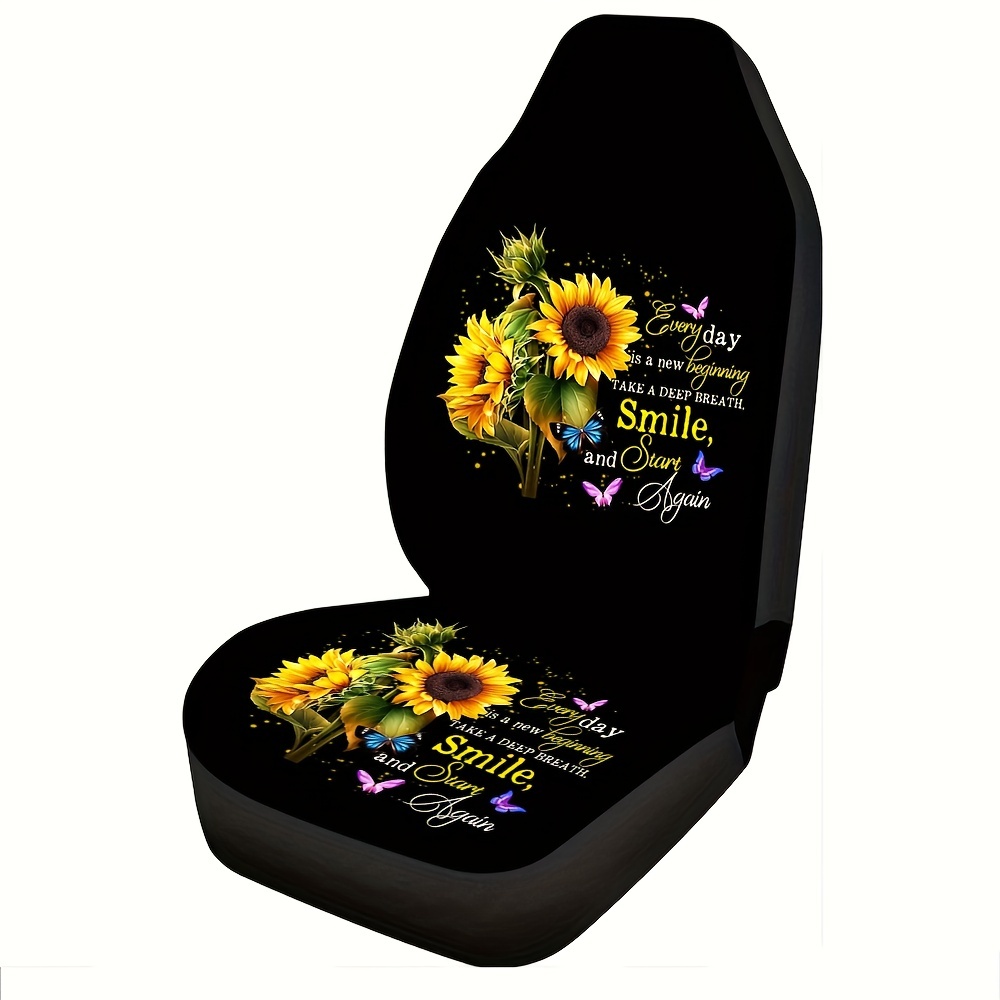 Sunflower Printed Car Seat Cover Front Seats Bucket Seat - Temu