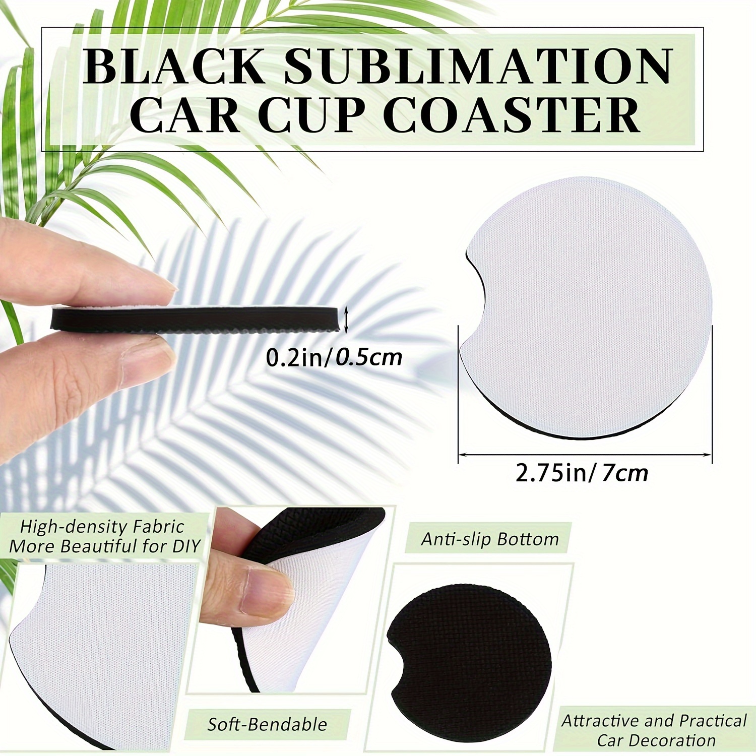 50Pcs Sublimation Car Coasters Blanks,For DIY Crafts Car Cup
