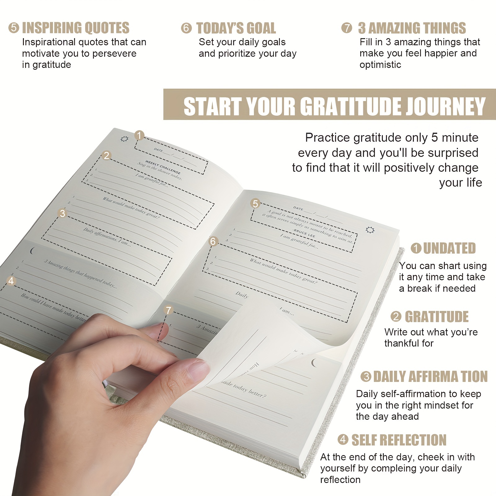 The Gratitude Journal: Journal De 5 Minutes Affirmations - Temu France