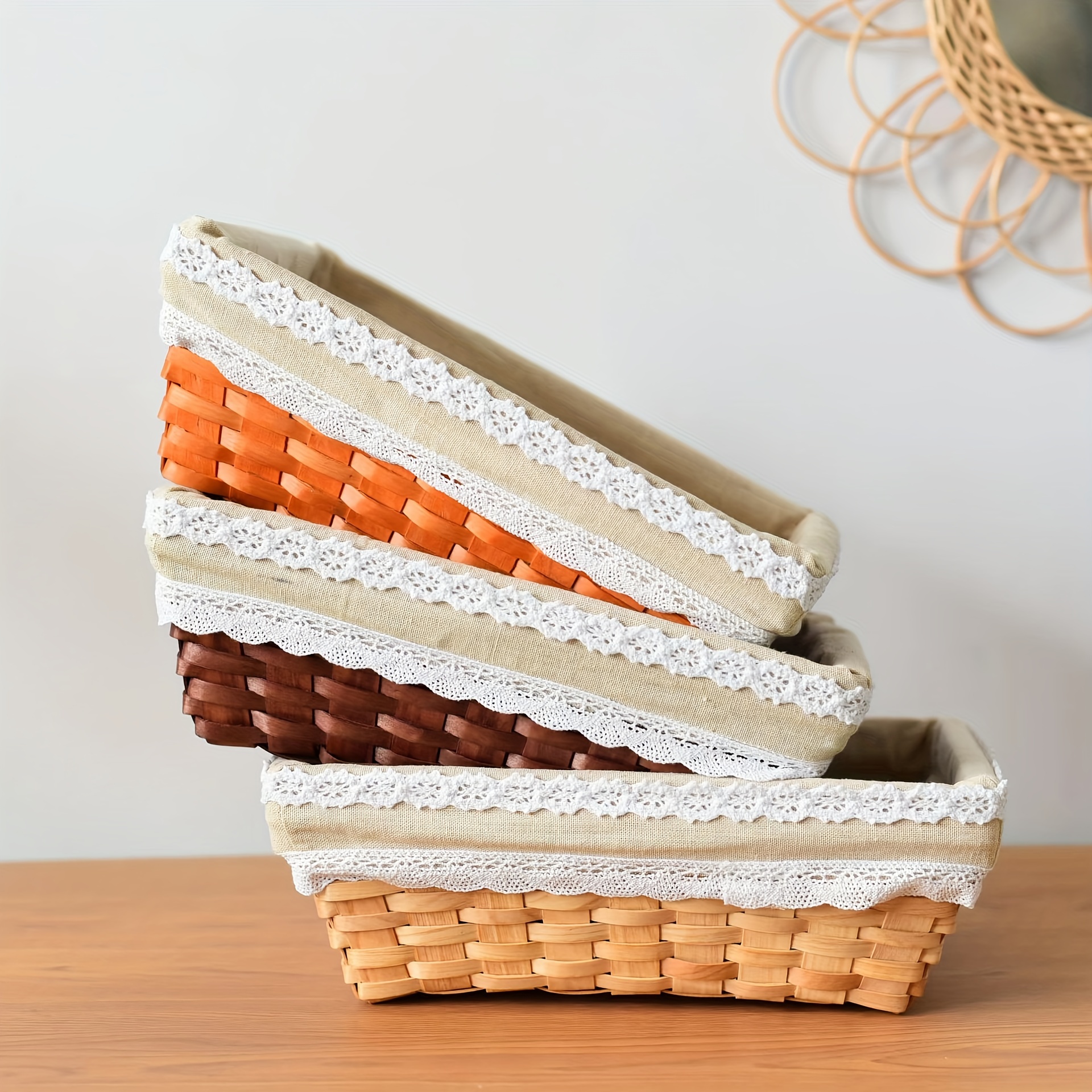 1pc hand woven storage basket rattan desktop organizer willow woven cotton and linen storage basket sundries snack storage finishing storage box home decor christmas gift new year gift gift for man gift for woman