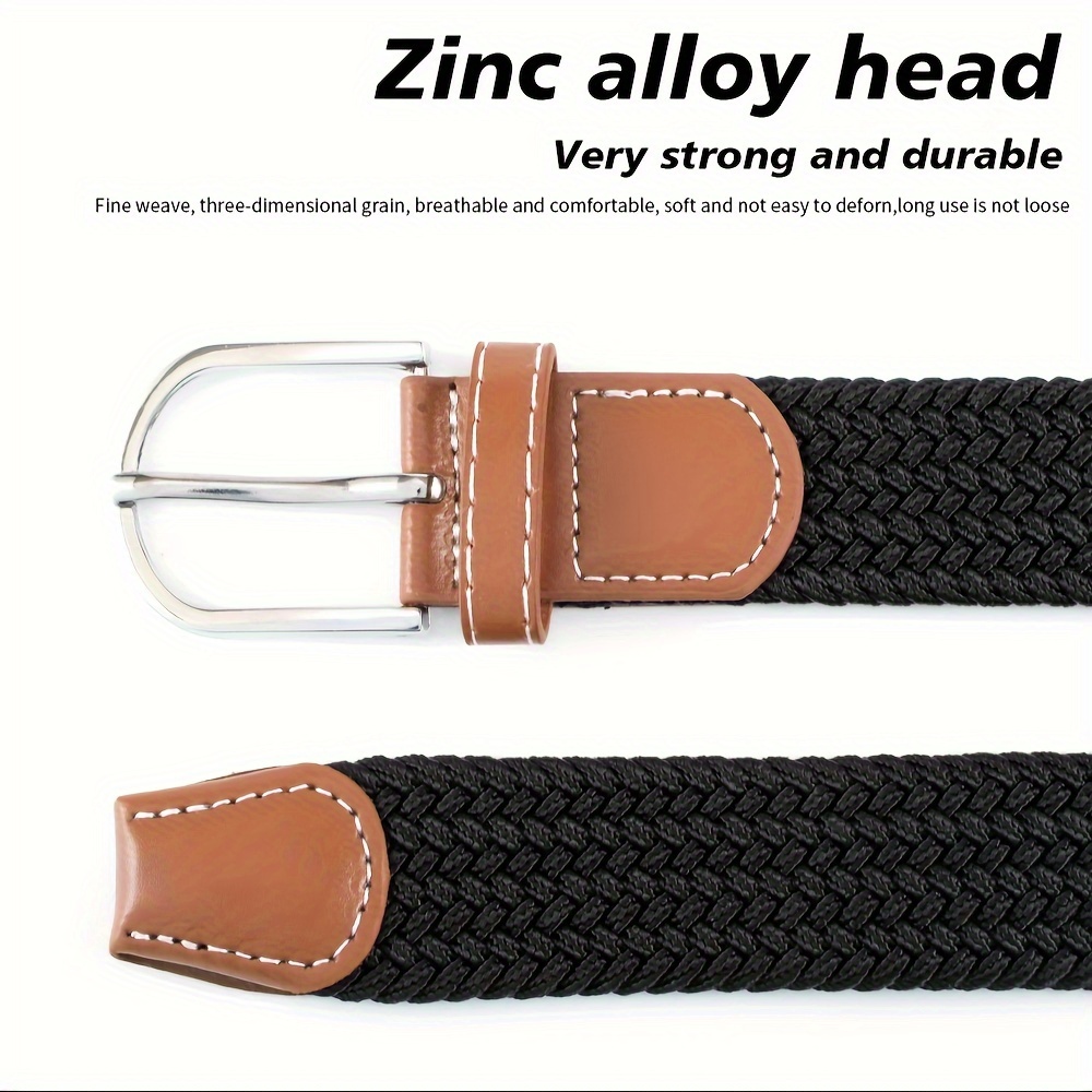 solid color unisex canvas belts     braided waistband casual jeans pants belt for women men details 7