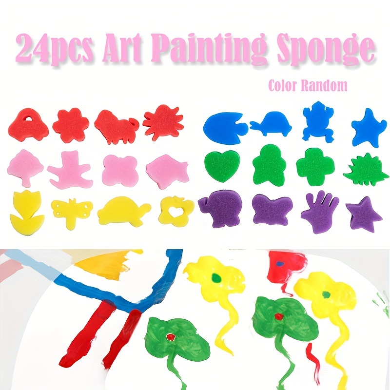 30pcs Kids Paint Sponges,Paint Sponges for Kids,Early Learning Kids  Toddlers Children Paint Brushes Sponge Stamps Seals Foam Painting Art Craft