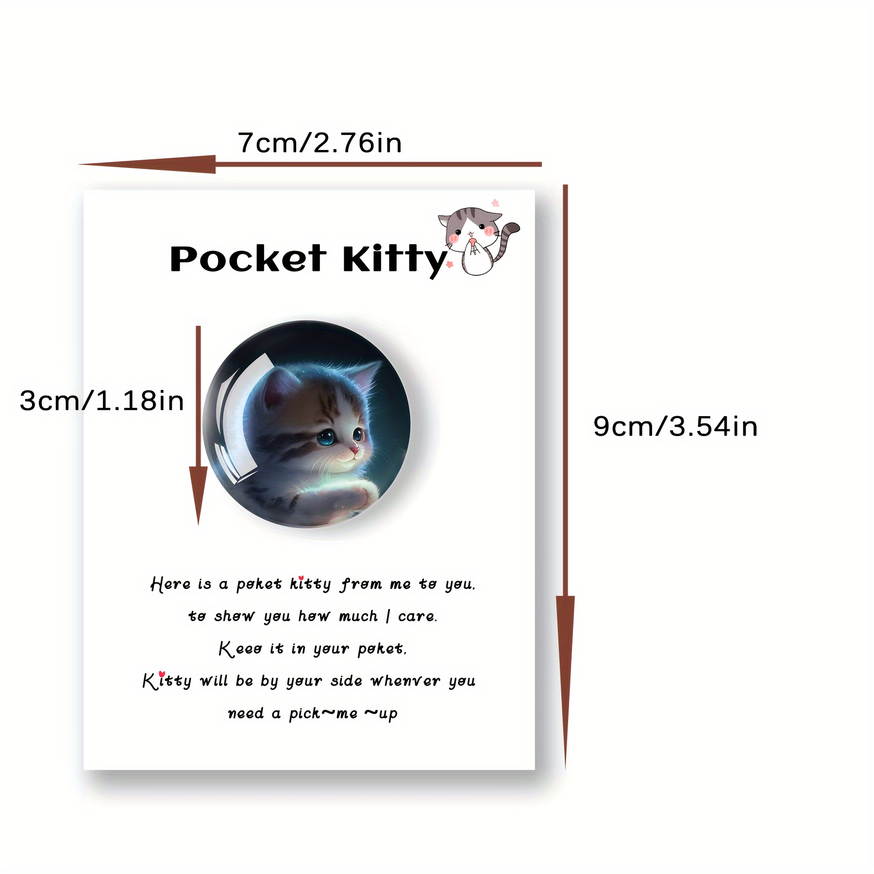 Cute Kitten Cat Hug Greeting Card, Cute Resin Animal Pocket Hug