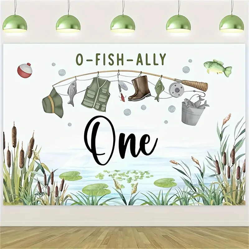Fishing Theme 1st Birthday Background Photo Props Banner - Temu