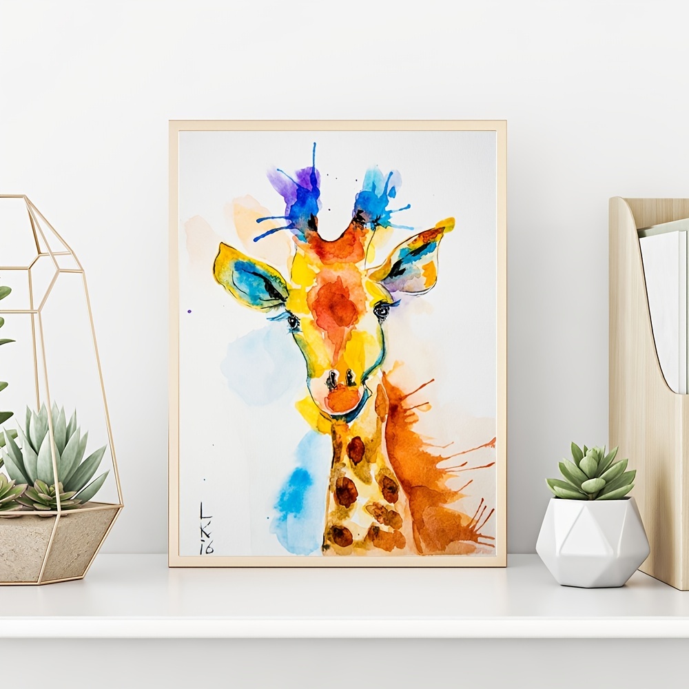 1pc Decorate Wall Poster, Wall Art Canvas Painting, Printed Painting  Colorful Giraffe Modern Wall Art Print On Canvas - Animal Picture Creative  Art Wo