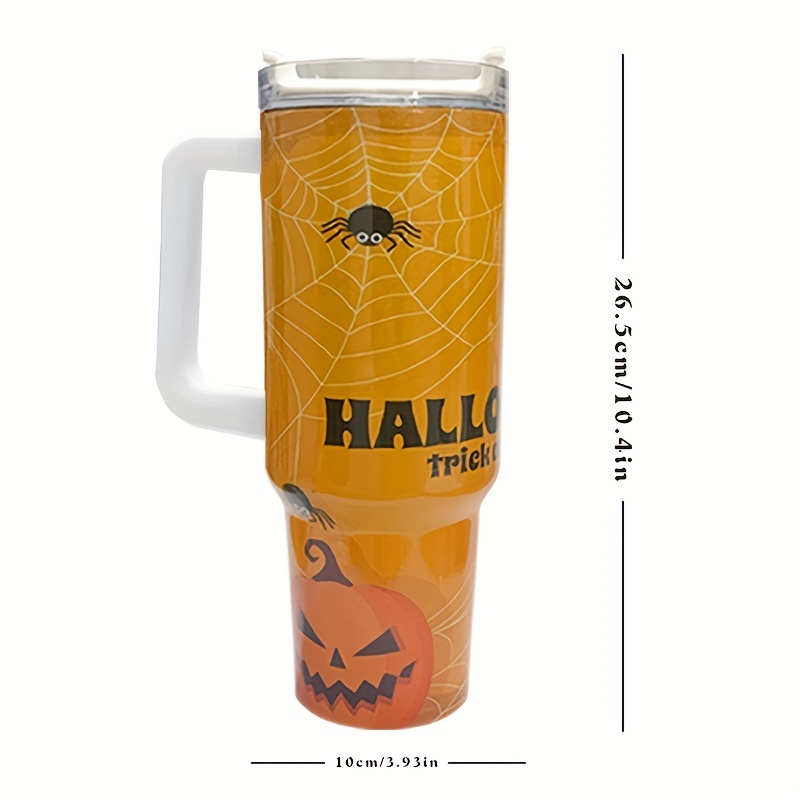 Halloween Theme Tumbler Cup With Handle And Straw Lid Double - Temu