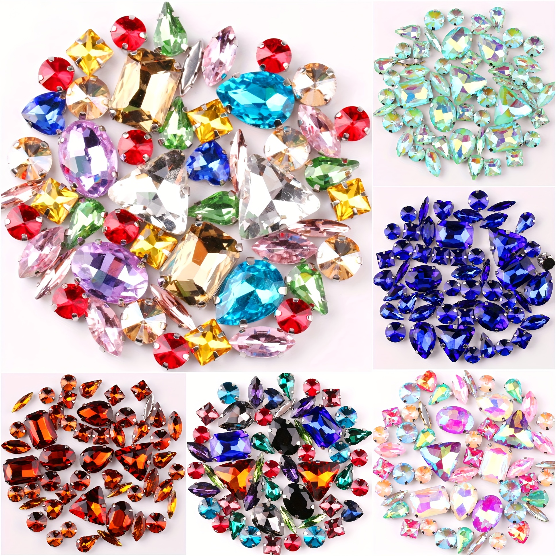 Hotfix Set Of Rhinestones &; Round Flat Back In Colored Glass With Crystal  Clear And Transparent Ab 6 Sizes 12 Colors Rhinestones For Crafts, Clothes