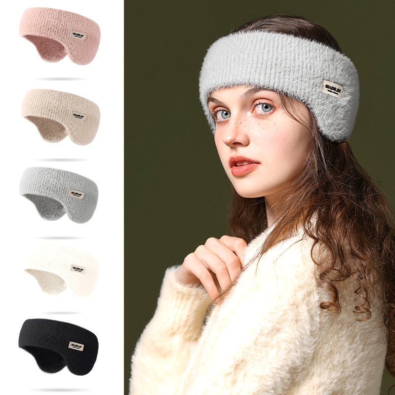 Winter Fleece Ear Warmer Headband Solid Color Coldproof - Temu