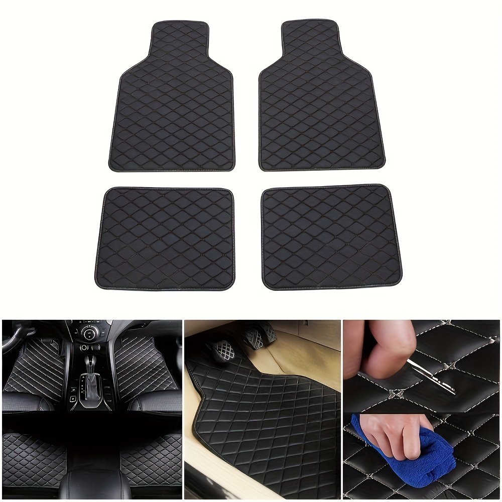 4pcs Waterproof Car Floor Mats Front & Rear Leather Car Carpet