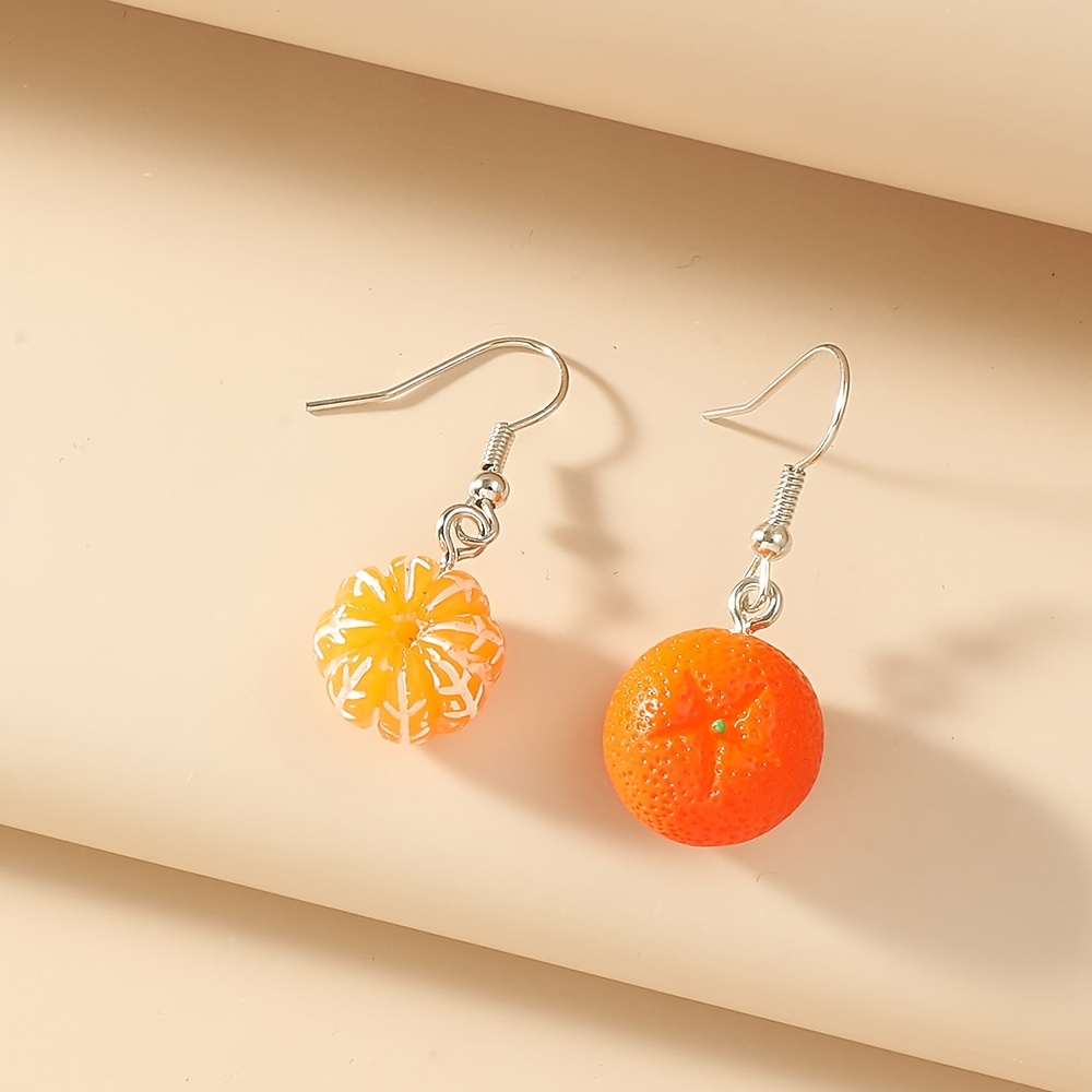Women's Creative Orange Resin Earrings, Fruit Style