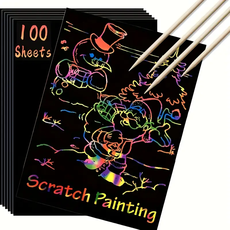 Scratch Paper Art Magic Scratch Off Craft Kit Rainbow - Temu