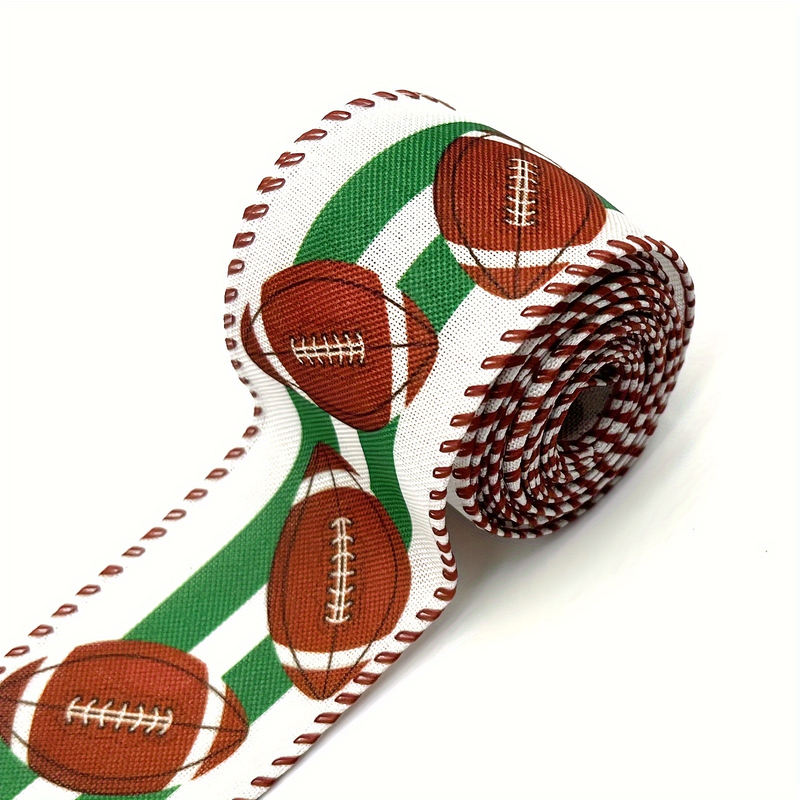 X 5 Yards Rugby Ball Ribbon Gridiron Wired Ribbon Brown - Temu