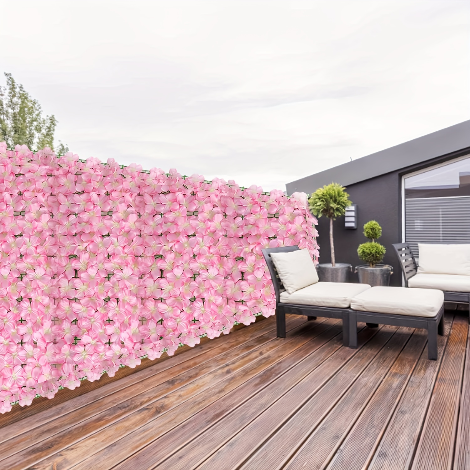 Panello artificiale espandibile per privacy per balcone cortile casa, Siepe  artificiale con piccoli fiori Bianco - Costway