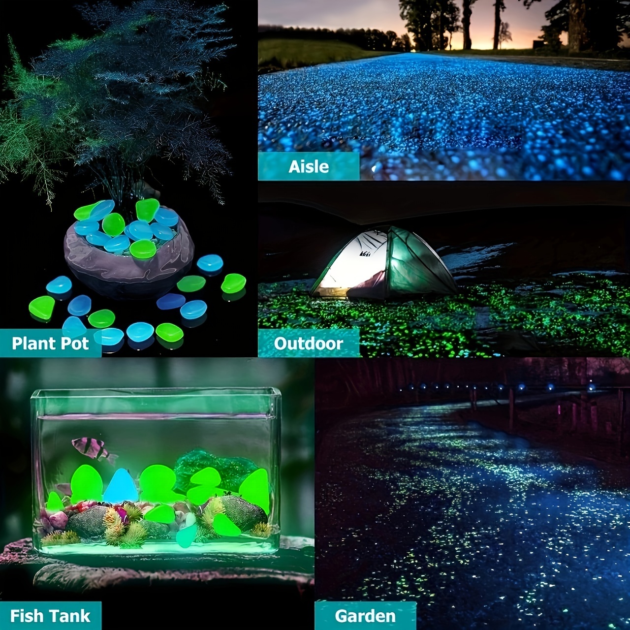 PAMIYO Pierre Lumineuse Exterieur, 120 pcs Artificiels Galets Fluorescent  Décoration pour Jardin Chemin Piscine Aquarium Éclairage de Nuit Bleu :  : Jardin
